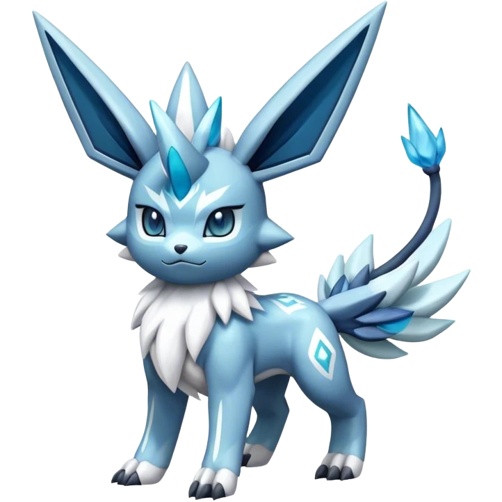 Fluffy Kyurem-Glaceon-dialga-hybrid, full body emoji