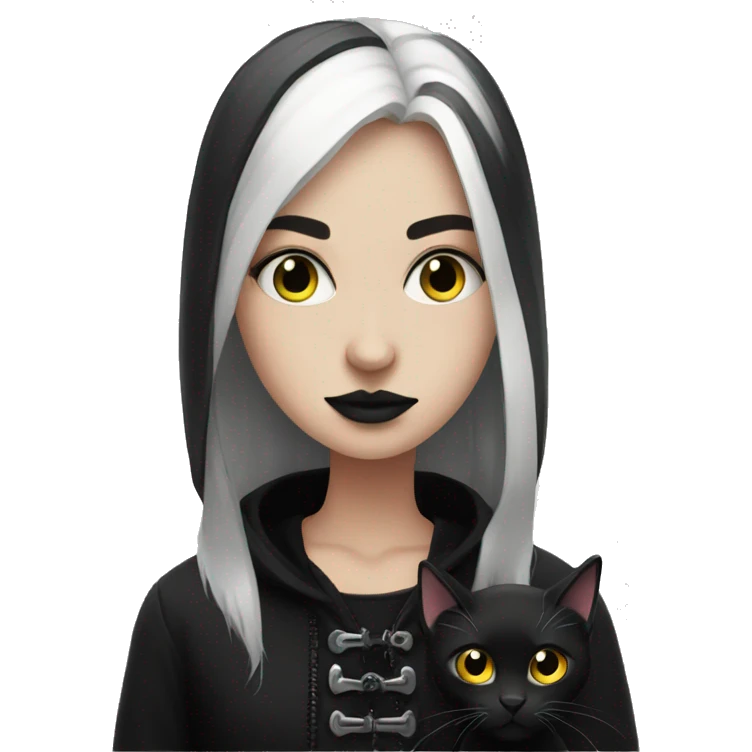 Goth girl with black cat emoji