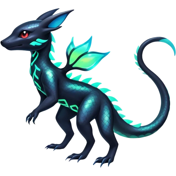 Colorful Neon Exotic Salandit-Aurorus-Umbreon-Fakémon-hybrid-creature (full body)  emoji