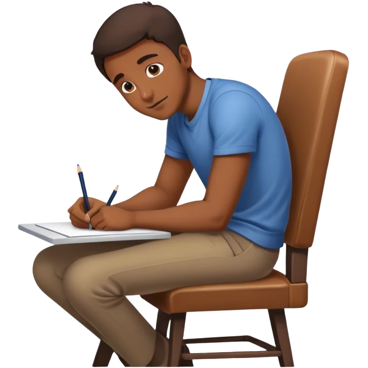 A man is lying on the table and drawing, leaning forward, but the chair is only halfway seated emoji