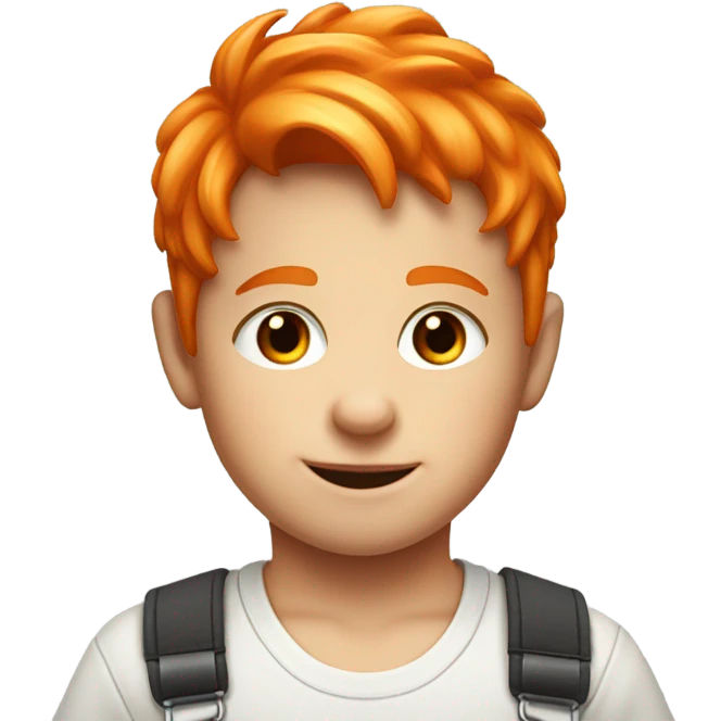 White guy with orange hair with bib that’s says jr with horns emoji