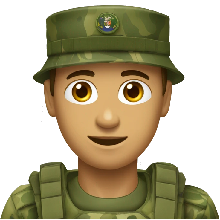 crie um emoji de um militar do exercito brasileiro com o camuflado típico emoji