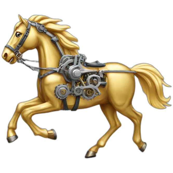 Mechanical golden running horse emoji