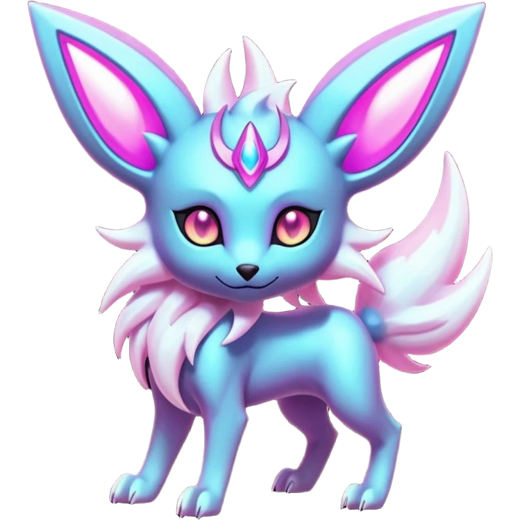 White and magenta pastel soft glossy smooth alloy divine holy legendary epic ethereal fantasy cyperpunk futuristic feral Manectric-Luxray-Umbreon-Espeon-Amaura-Electrike-fusion-creature  emoji