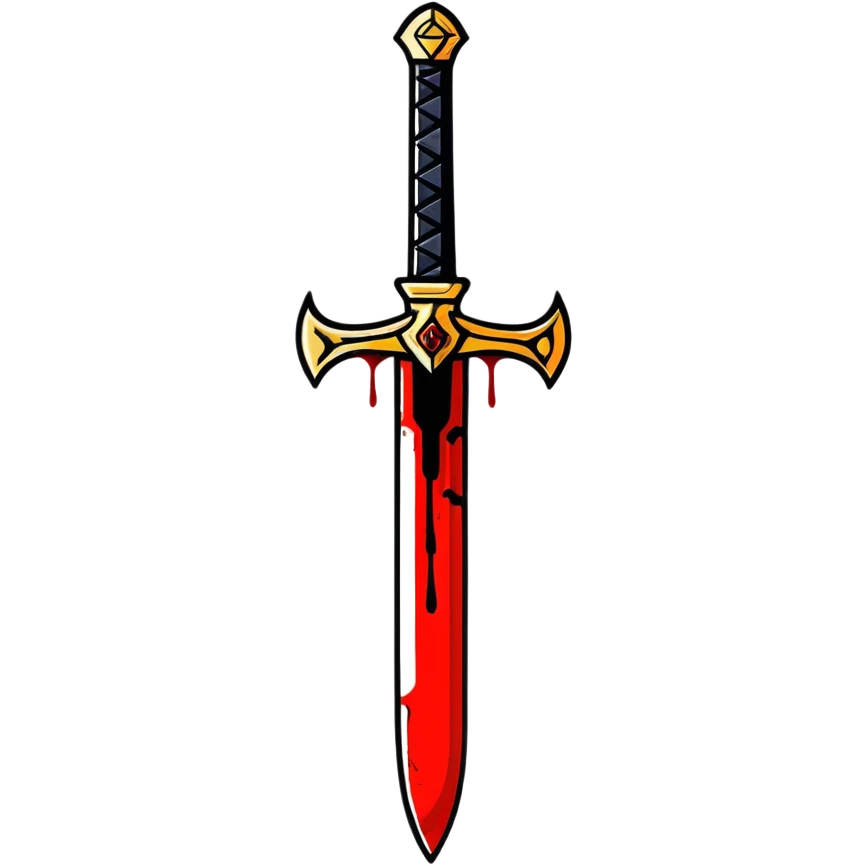 Golden razor sword with blood dripping emoji