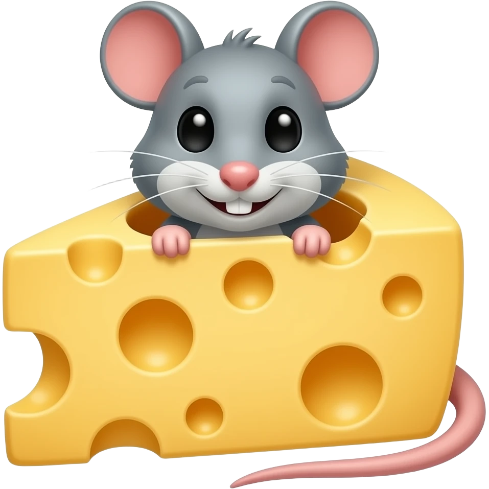 A mouse popping its head out of cheese emoji