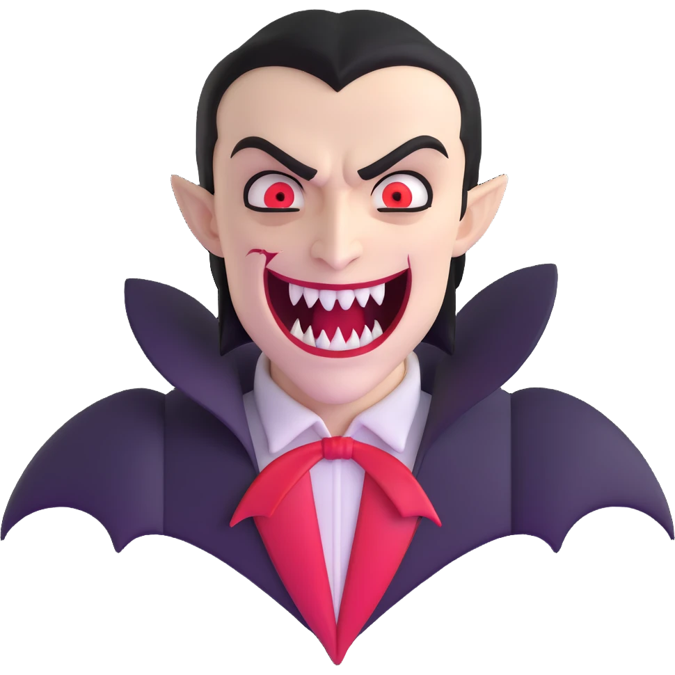 Vampire with sharp extended fangs emoji