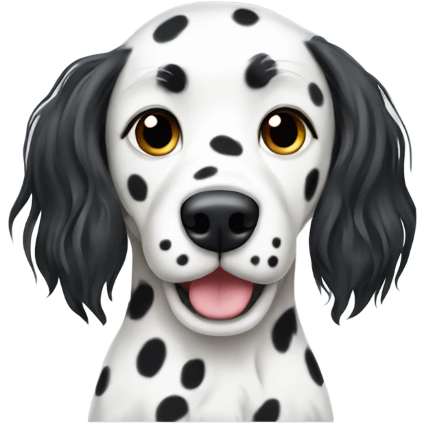 Cute, long haired dalmatian emoji