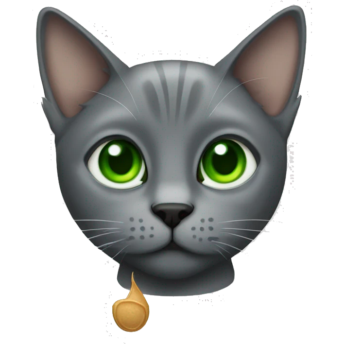 Grey cat with green eyes with a Guinness  emoji