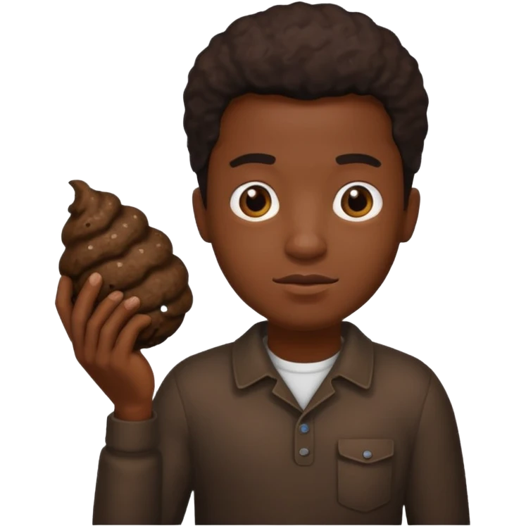 black guy holding a poop emoji