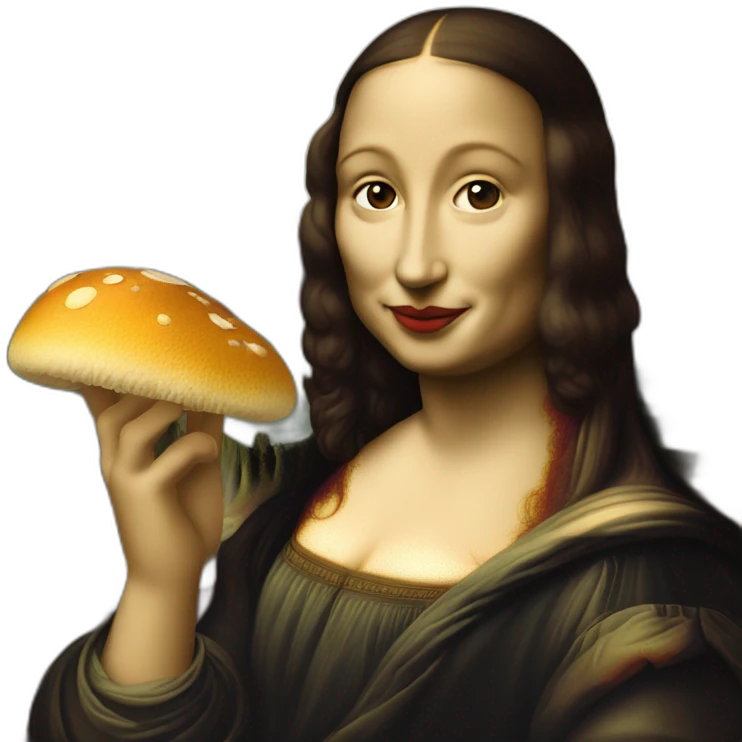 Mona lisa eating mushroom emoji