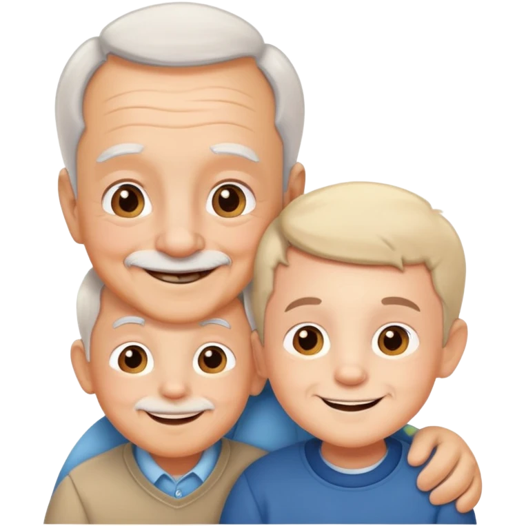 small kid with grandpa, smiling together, warm and friendly emoji