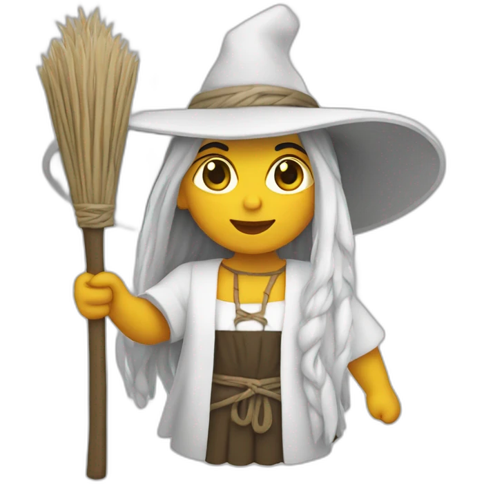 bruja blanca con escoba emoji