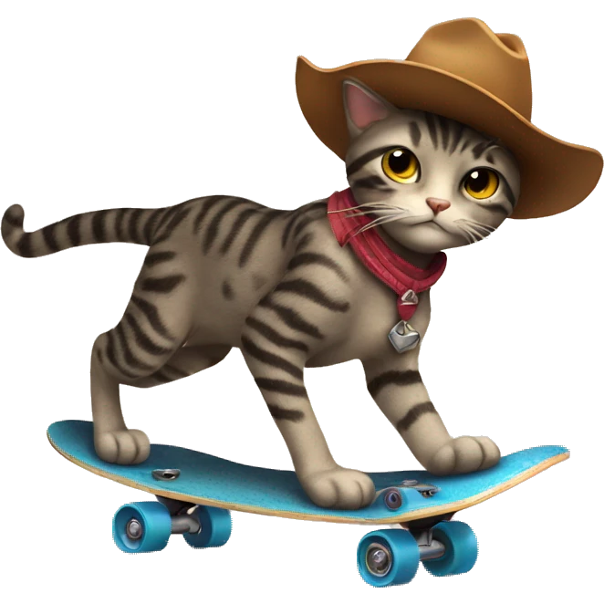 a cool cowboy cat on skateboard emoji
