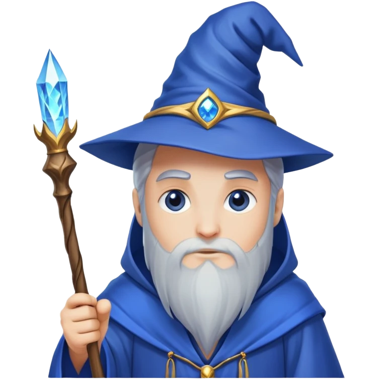 wizard hero with magical staff and blue robes emoji