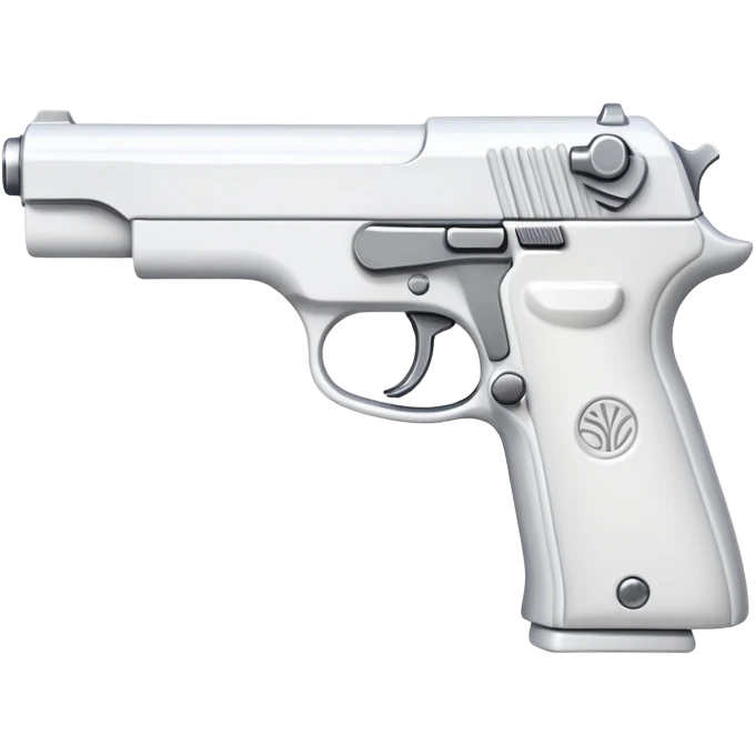 an artistic handgun, short but deadly, all white emoji