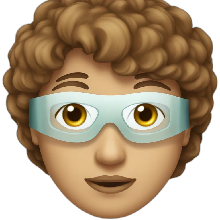 lasik eye surgery mask with brown hair emoji