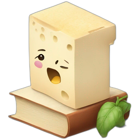 Book eating a block of tofu emoji