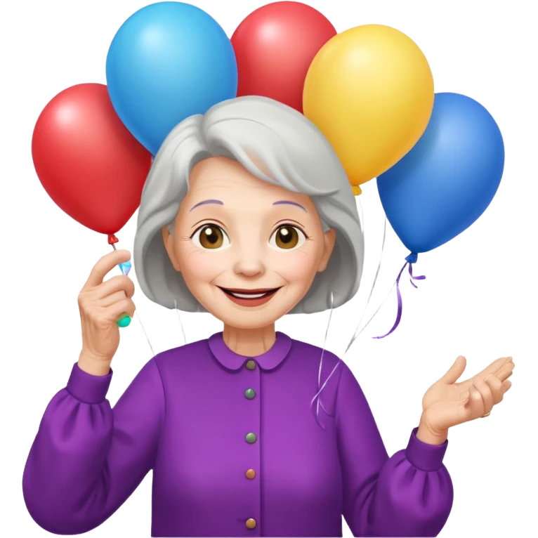 balloons holder old woman emoji
