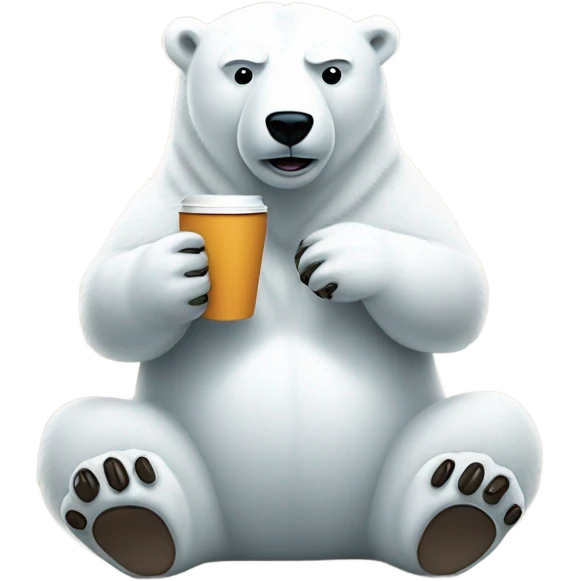 Full boudy polar bear drink coffee emoji