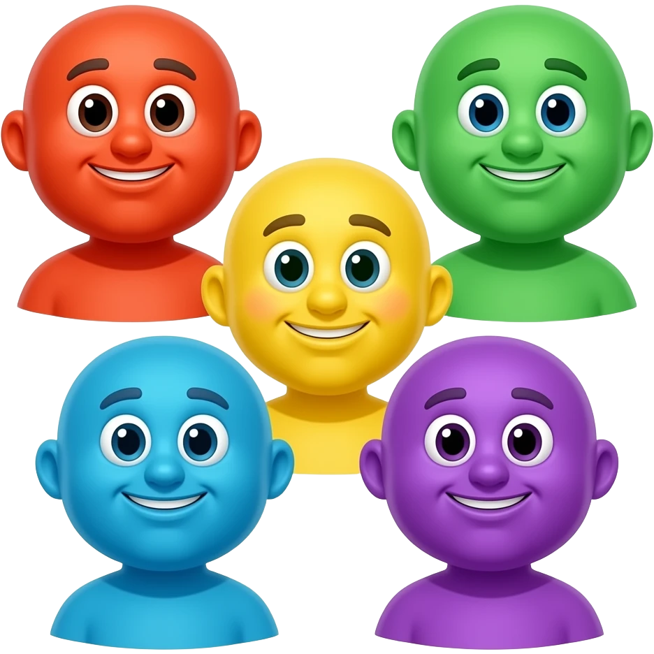 Rainbow seven characters one red One orange One yellow One green One blue One indigo and One violet emoji