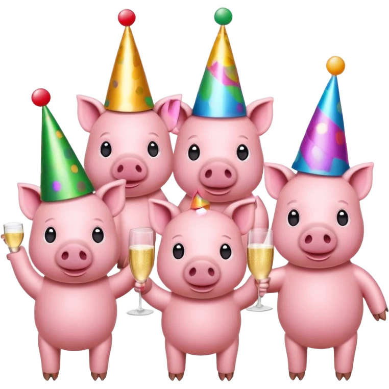 pigs pink celebrating cheers  emoji