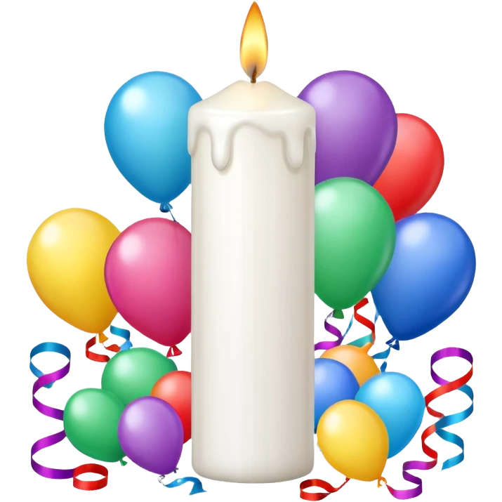 white candle with party decorations emoji