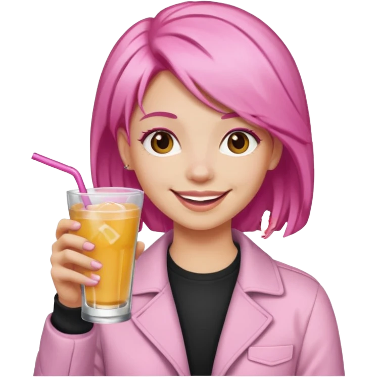 pink haired drink holder emoji