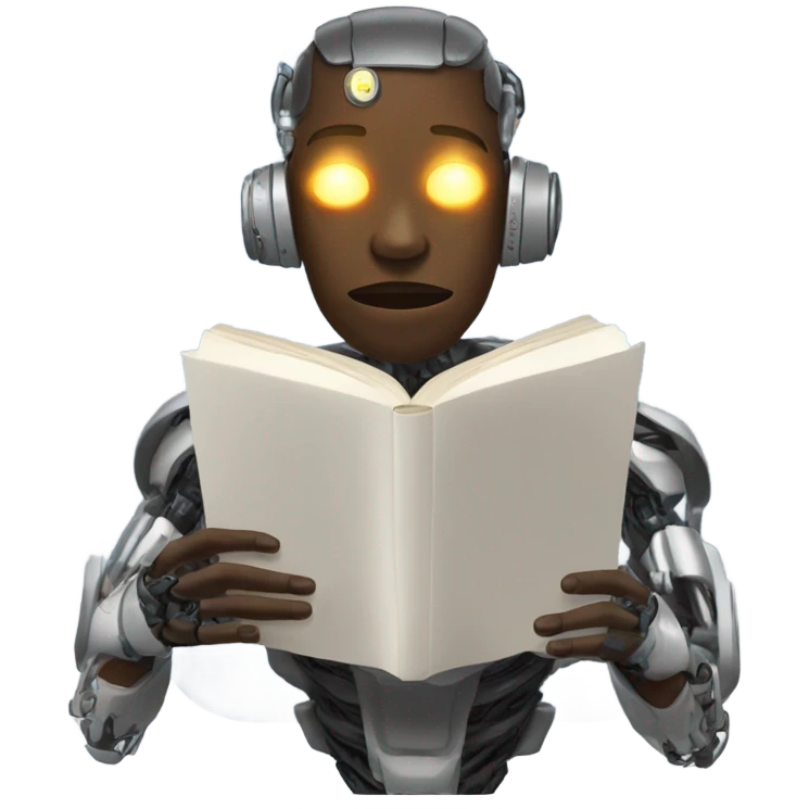 Cyborg reading book emoji