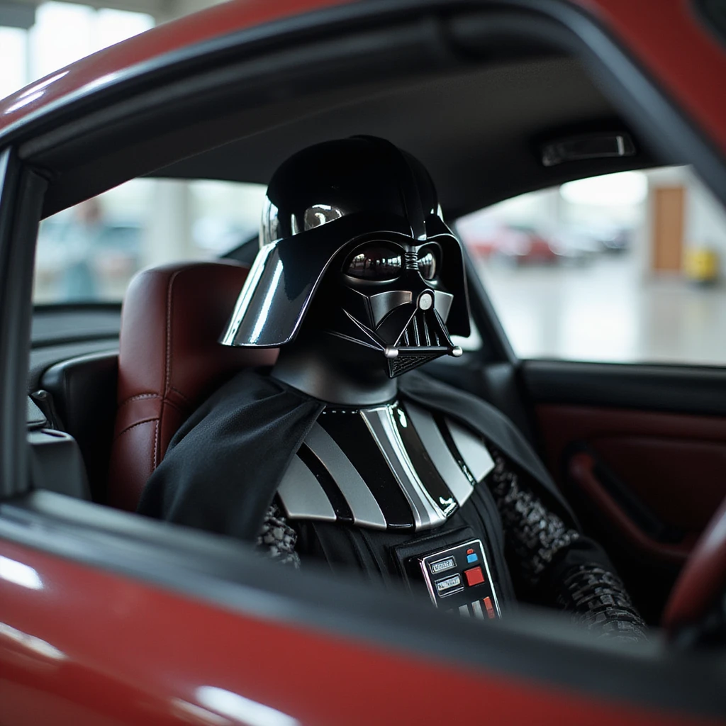 Darth vader sitting in porsche 911 emoji