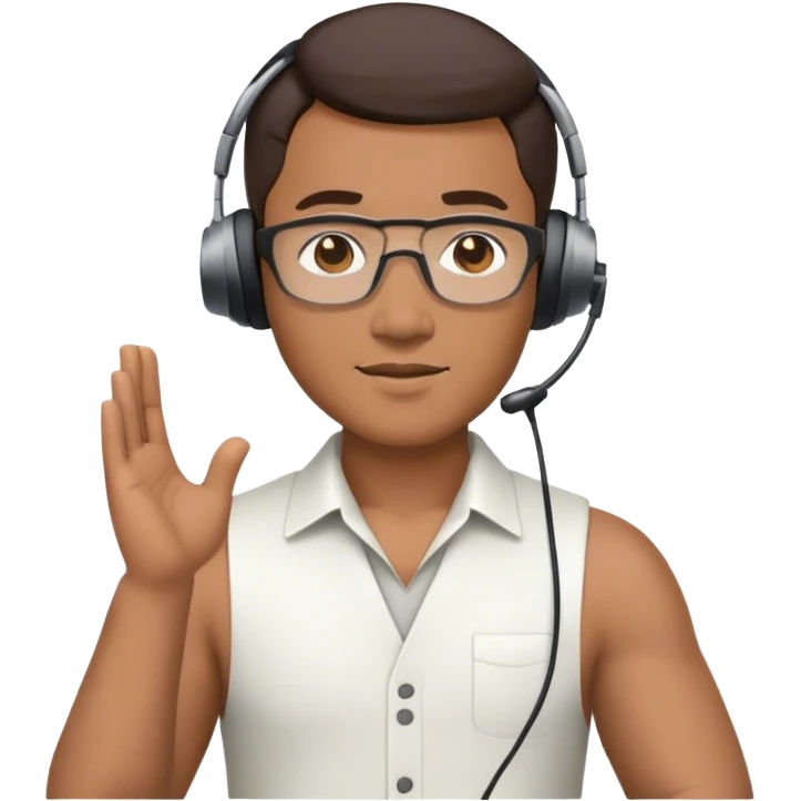asian male movie director wear headset, torso emoji