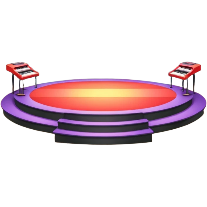 A concert-style stage with colored lights pointing downward. emoji