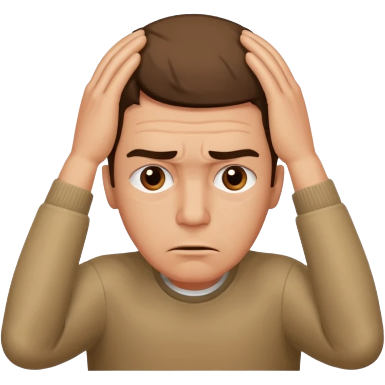 a worried man with the hands over the head emoji