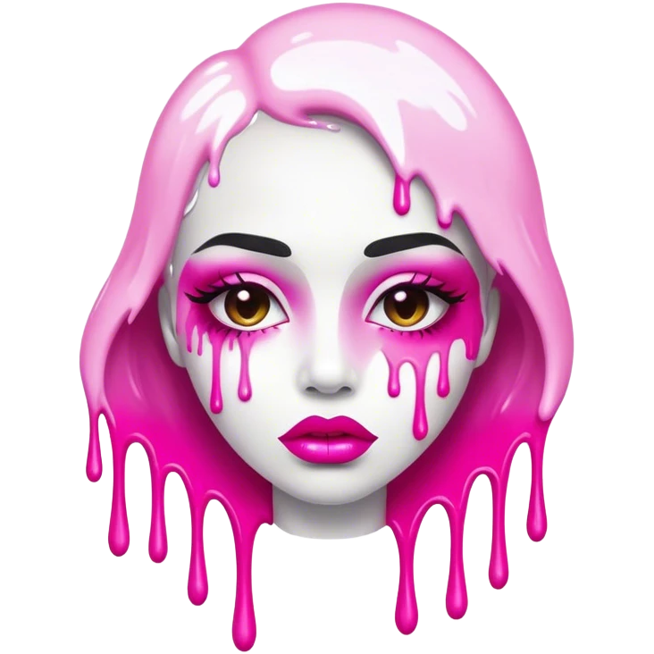 hot pink ombre glossy lips spilling white paint drips emoji