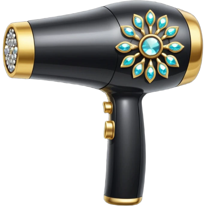 black blow dryer covered in jewelry emoji