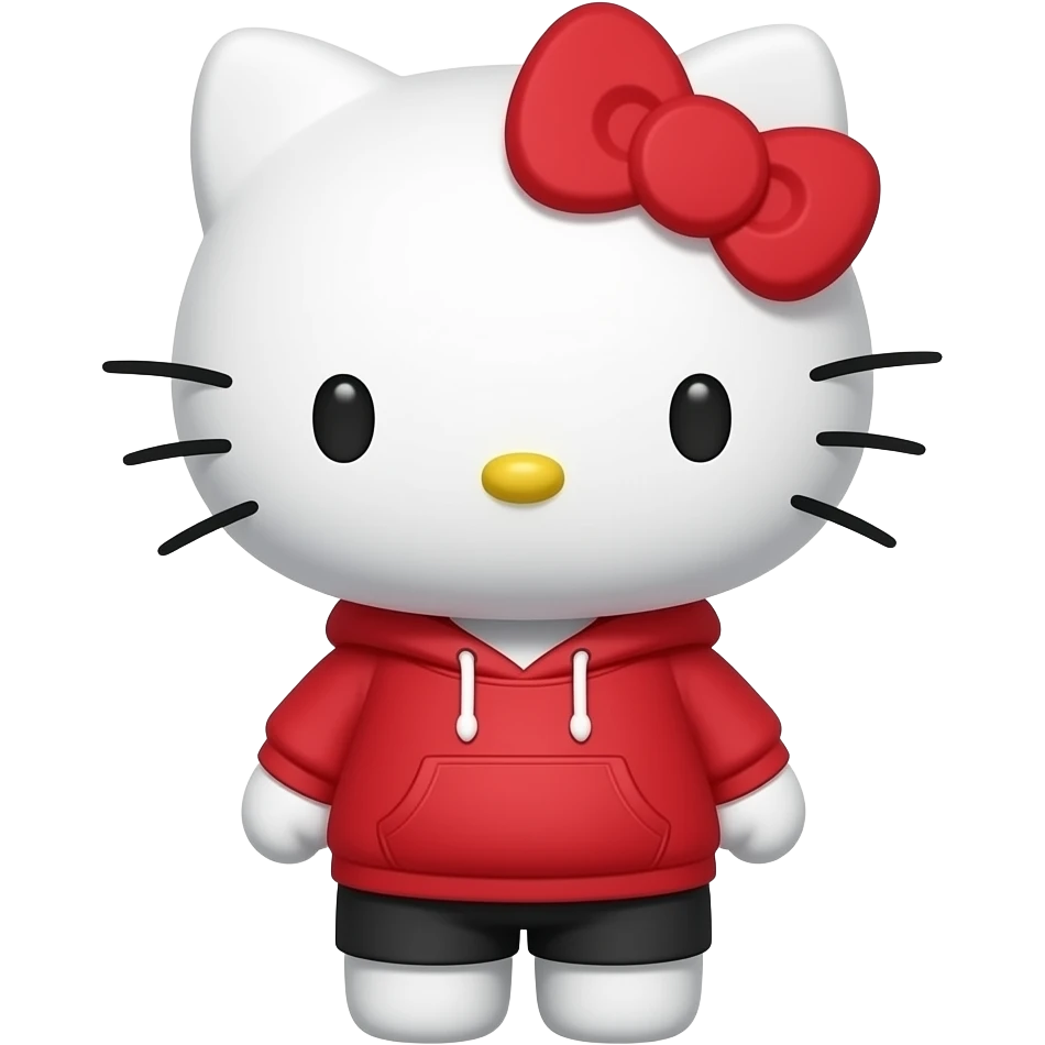 hello kitty male version with red hoodie and the hood white. emoji