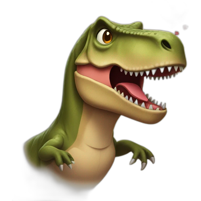 t-rex with hearts emoji