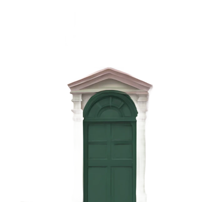light pink 19th century building with dark green window frames and light blue door and moss green window shutters emoji
