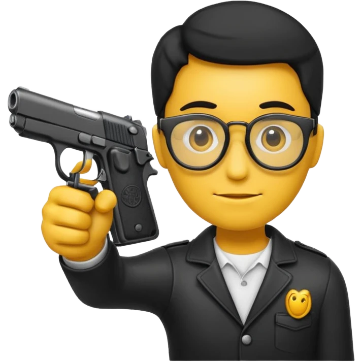 Quiero un emoji con lentes negros con una pistola automática en la mano emoji