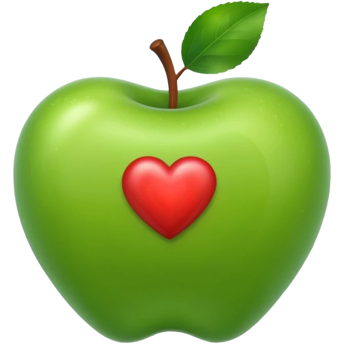 create a green apple that is shaped like a heart emoji