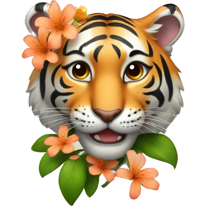 Tiger with flower  emoji