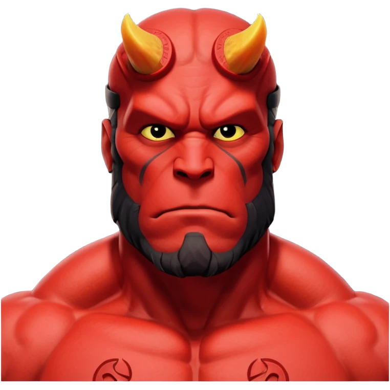 cinematic realistic portrait superhero Hellboy by Mike Mignola emoji
