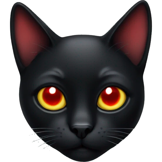 A black cat with a red eye  emoji