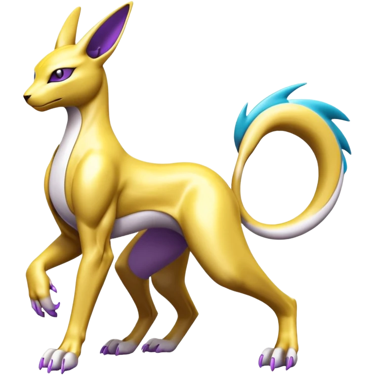 Colorful Shiny Futuristic Mewtwo-Renamon-Anubis full body emoji