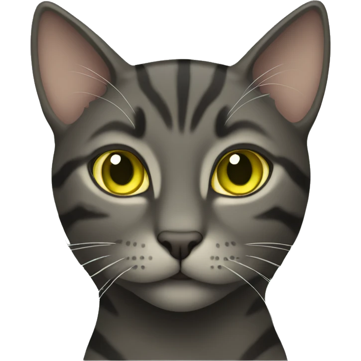 Dark tabby cat with greenish yellow eyes emoji