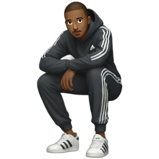 guy with adidas tracksuit crouching emoji