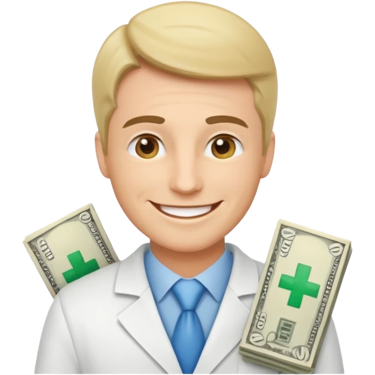 Happy CEO investing money to a hospital emoji