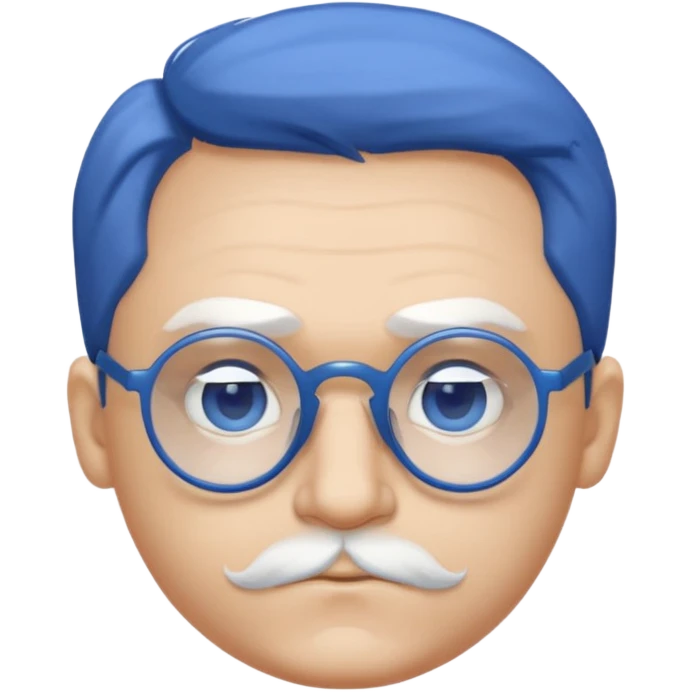 chauve cheveux blanc visage rond lunette gros sourcils emoji