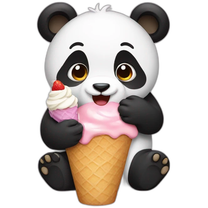 Panda eating ice cream emoji