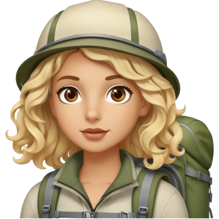 Blonde model with brown eyes, soft curls, hiking in Zion National Park emoji
